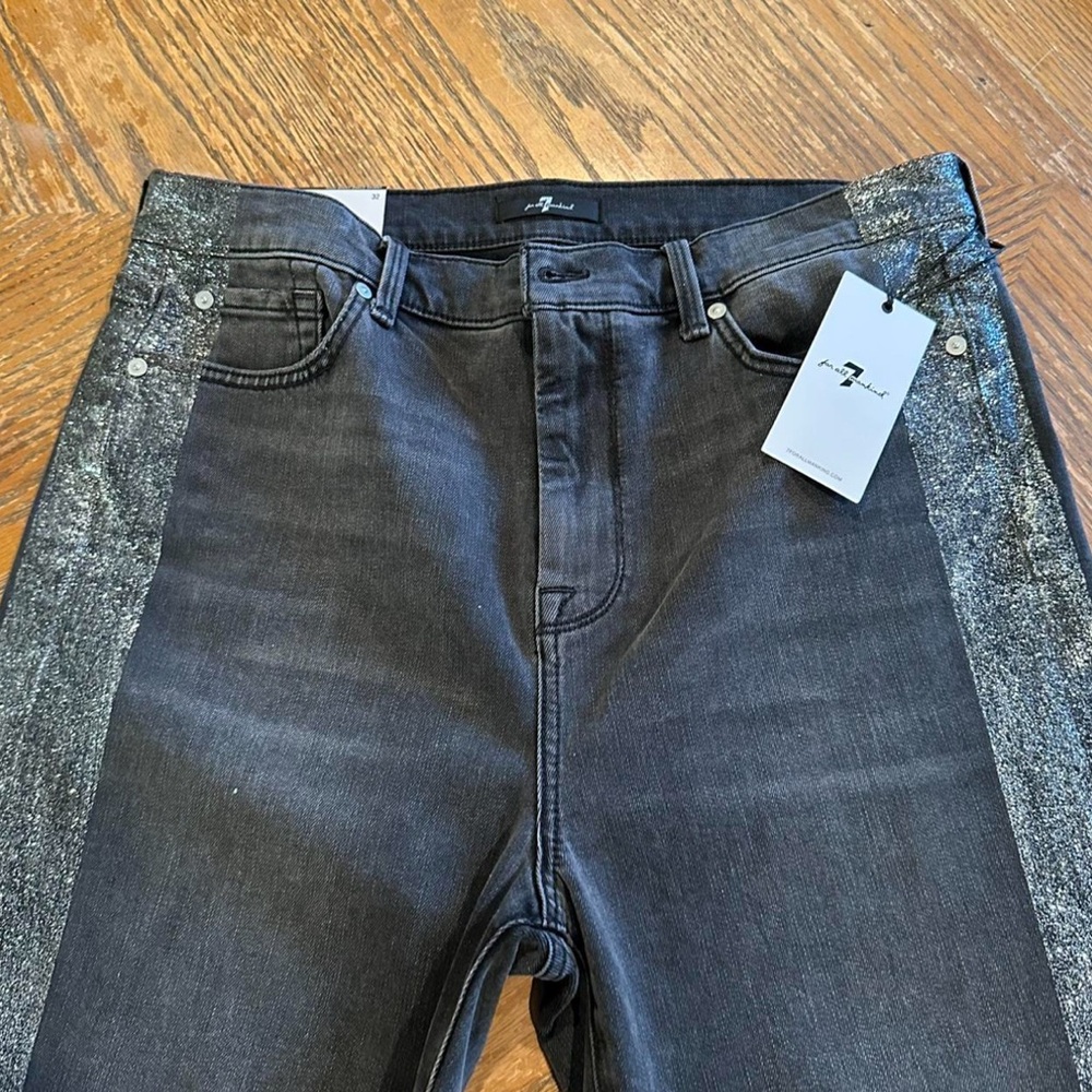 7 For All Mankind Charcoal Jeans with Glitter Accents
